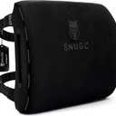 SNUGL Lower Back Support Cushion for Chair and Car Seat | Memory Foam Back Lumbar Support Cushion with Dual Straps | Ergonomic Office Chair with Non-Slip Back Layer | Black