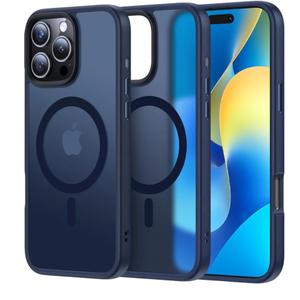 Meifigno Magnetic Case for iPhone 16 Pro (6.3") – [Military Grade Drop Tested] Translucent Matte Back with Strong MagSafe – Slim Protective Phone Cover,  Blue