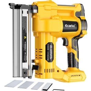 Cordless 2" Brad Nailer Compatible with DeWalt 20V Battery(No Battery), Ecarke 2 in 1 Electric Nail Gun Staple Gun with 18GA Nails/Staples, Battery Power Nail Gun for Trim Wood Crafting Home Carpentry
