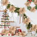 10'' Large Christmas Glitter Poinsettia Flowers Decorations, stadeco 10 Pcs Christmas Tree Picks Ornaments Artificial Flowers with Long Stems for Xmas Tree Wreath Garland Party DIY Holiday Decor