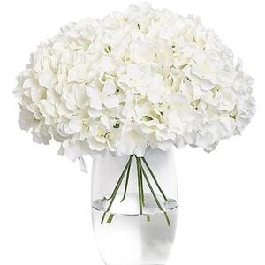 Tifuly Hydrangea Artificial Flowers -12 pcs Realistic Fake Hydrangea Silk Flowers with Stems Faux Hydrangea Flowers Heads for Office Home Party Wedding Centerpiece DIY Floral Decor (White)