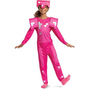 Pink Armor Minecraft Costume, Official Minecraft Pink Armor Outfit for Kids, Classic Child Size Medium (7-8)