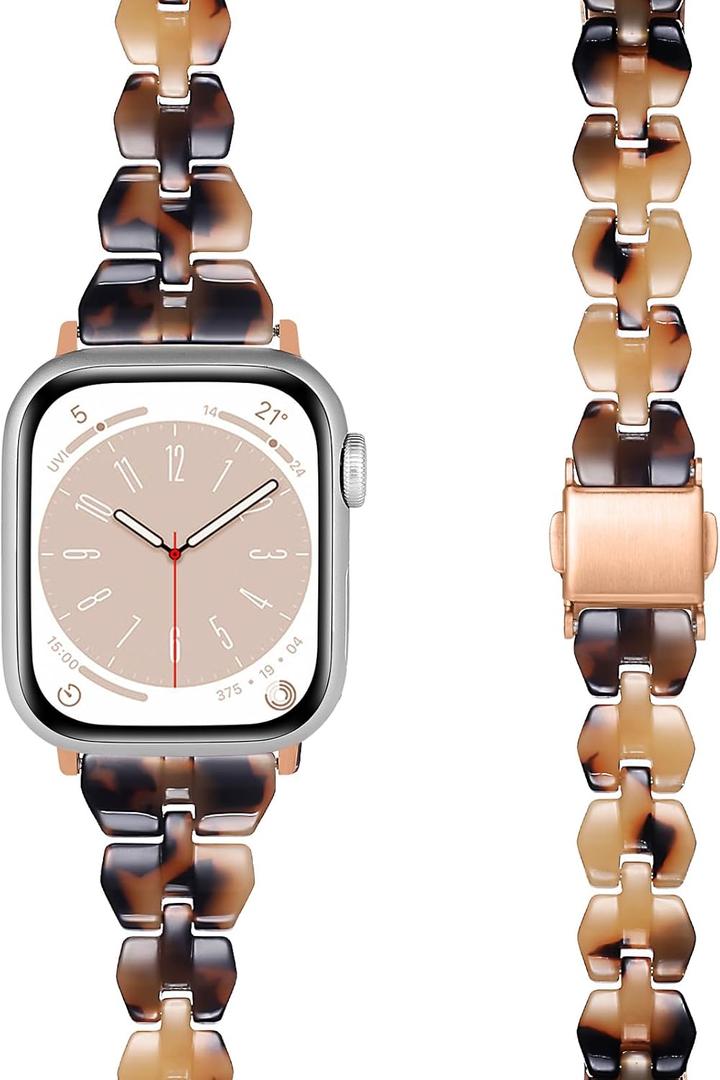 Bands Compatible with Apple Watch Band 38mm 40mm 41mm 42mm 44mm 45mm 49mm Women Slim Resin Band Bracelet Thin Lightweight Replacement Wristband for Watch Series 10 9 8 7/Series SE/6 5 4 3