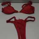 SHENHE Women's Thong Bikini Set High Cut Brazilian Swimsuits Balconette Top Shiny Bathing Suits Medium