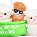 Emotional Support Highland Cows by Relatable, Cuddly Plush Toys and Stuffed Animals, Includes 5 Plushies with Basket, Cozy Holiday Stocking Stuffer and Gift for Kids