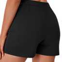 Vrtige Women's Split Hem High Waist Decorative Buttons Invisible Zip Elastic Sliming Shorts (Black)
