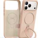 TORRAS Ostand Q3 Silicone for iPhone 17 Pro Max Case, Fit for MagSafe, 360 Spin Stand, Soft Liquid Silicone Cozy Grip, Camera Control, Protective Case for iPhone 17 Pro Max for Women Girl, Bliss Pink
