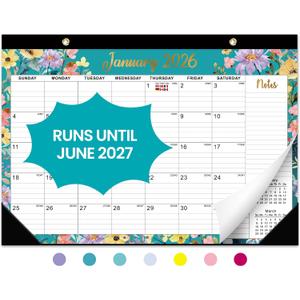2 x Desk Calendar 2026-2027, 21-Month Calendar Runs Until June 2027, Large 17" x 12" Monthly Desktop & Wall Calendar for Home & Office - Floral