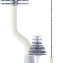 Silicone Bottle Brush Set with Stand, 360 Rotating Bottle Cleaning Brush Cleaner Set, Long Handle 3 in 1 Multipurpose Silicone Baby Bottle Straw Cleaner Brush (Grey) (Gray)