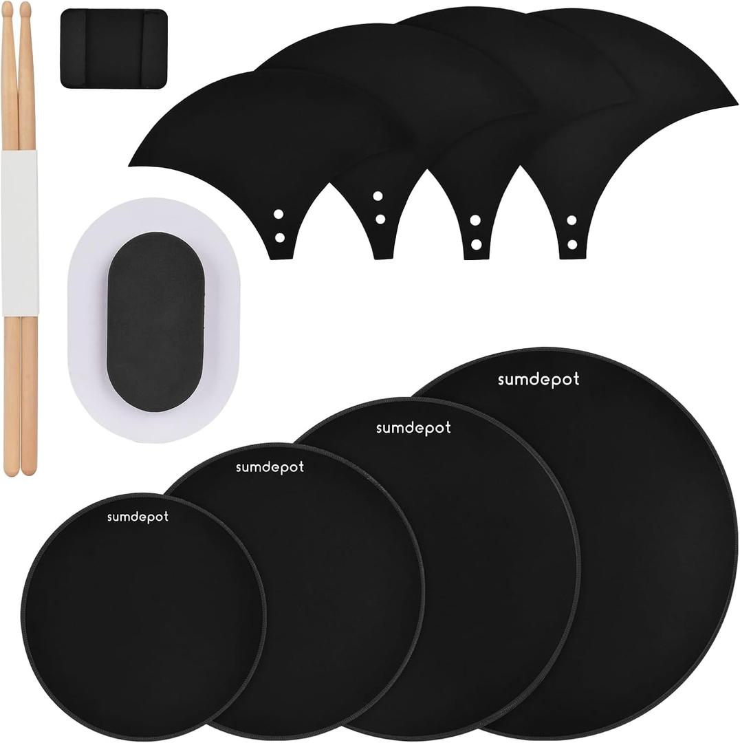 Drum Mute Pads 11 Pieces With Cymbal Pad and Hi hats Set Pad, Foam Drum Silencer Pads, Fits 10, 12, 14, 16"