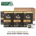 Peet's Coffee, Medium Roast Keurig K-Cup Pods - Single Origin Brazil 60 Count (6 Boxes of 10 K-Cup Pods) (EXP 09/10/26)