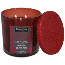 Tuscany Candle Limited Edition Cabernet Kisses, Currant, Grape, and Black Cherry Soy Candle, with Essential Oils, 12 OZ