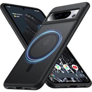 [NO.1 Magnetic] for Google Pixel 8 Pro Case with MagSafe [Military Grade Drop Tested][Translucent Matte][Anti-Fingerprint]Slim Case Soft Silicone Bumper for Google Pixel 8 Pro Phone Case,Black