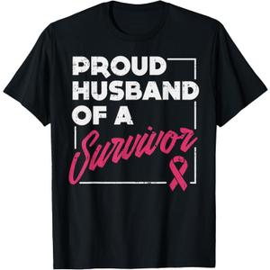 Proud Husband of Survivor Breast Cancer Awareness Men Gift T-Shirt, 2XL