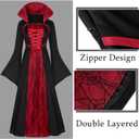 Vampire Costume for Women with teeth Accessories Gothic Vampire Dress Halloween Witch Costume Adult (Small, Black)