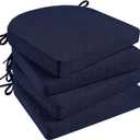 Basic Beyond Chair Cushions for Dining Chairs 4 Pack, Kitchen Chair Cushions with Ties and Non Slip Backing, 16 x 16 inches Chair Pads for Dining Chairs (Navy)