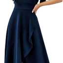 Long Black Formal Dresses for Women Gowns Evening Party Cocktail Dress,Split Elegant V Neck Wrap Ruffle Wedding Guest Dresses (Large)