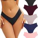 Womens Seamless Underwear Soft Stretch Briefs Invisibles Hipster V Cut cheeky No Show Bikini Panties 5 pack XS