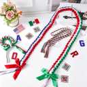 Mexican American Graduation Lei, Class of 2026 Ribbon Lei with Honors Cord and Wristband, USA Mexico Graduation Leis Accessories for Grads, Congrats Gifts for High School College