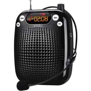 SHIDU Voice Amplifier with Microphone Headset, Bluetooth Voice Amplifier for Teachers Portable Speaker with Microphone Support FM TF Card USB Flash Disk for Classroom Speech Tour Guide Training