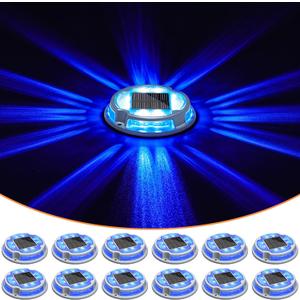 VOLISUN Solar Driveway Deck Lights Dock Marine Lights,12 Pack Solar Ground Light 2 Colors in 1 led Waterproof,Driveway Marker Light for Pathway Warning Step (White/Blue) VOLISUN Solar Driveway Deck Lights Dock Marine Lights,12 Pack Solar Ground Light 2 Colors in 1 led Waterproof,Driveway Marker Light for Pathway Warning Step (White/Blue)