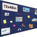 Large Bulletin Board, 72x48 Inches Cork Board Alternative, Large Felt Board Decorative Pin Board for Wall, Foldable Photo Board Self-Adhesive Vision Board with 36 Pushpins Dark Blue, Extra Large