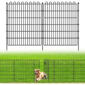 10 Panels No Dig Decorative Garden Fence with Gate for Yard, 32 in(H) X 23.6 ft(L) Animal Barrier Fencing for Outdoor Dog, Metal Portable Garden Fences for Borders, Pets, Landscape, Temporary Fence
