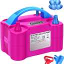 Growsun Electric Balloon Pump Air Inflator Portable Automatic Dual Nozzle Balloon Blower 110V 600W for Birthday Baby Shower Balloons Party Decorations (Rose Red)