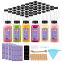 mwellewm 48 Pcs 8 oz Juice Bottles with Caps Leak-Proof Plastic Juice Containers Juicing Bottles with Lids Reusable Juicer Shot Storage for Drink Water Beverage Smoothies Iced Tea Coffee Milkshakes