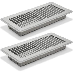 4" x 10" Floor Register Heavy Duty Steel Floor Air Vent Cover with Adjustable Airflow for Home Floor 2 Pack (Light Gray)