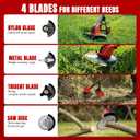 20000 RPM Electric Weed Eater Battery Powered,12″ Brushless Electric Weed Wacker Cordless Wheeled String Trimmer,4 in 1 Grass Trimmer/Brush Cutter/Grass Edger/Stringless Weed Trimmer 5 Blade,2 Battery