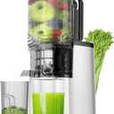 EanOruus Cold Press Juicer, 5.8" Wide Feed Chute Juice Extractor Machine with 400W, High Juice Yield, Slow Masticating Juicer for Whole Vegetables & Fruits, Silver