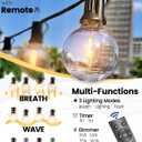 Outdoor String Lights with Remote 50FT - Dimmable Patio Lights with Waterproof G40 LED Globe Bulbs, Connectable Shatterproof Hanging Lighting for Outside Bistro Garden Backyard Deck Decor