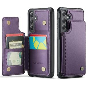 Vinich for Samsung Galaxy S26 Plus Wallet Case with Card Holder, RFID Blocking Credit Slots Kickstand Shockproof Phone Cover for Women Men, Purple