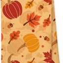 Giosve Fall Pumpkin Kitchen Towels, Farmhouse Rustic Autumn Pumpkin Maple Leaf Decorative Hand Towels for Bathroom, Fall Dish Tea Towel for Kitchen Decor, Autumn Bathroom Decor, 16x24 Inch