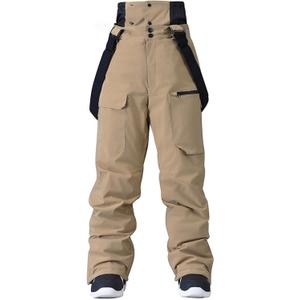 WOWULOVELY Womens Ski Pants Men Snowboard Pants Baggy Snow Bibs Pants Overall Waterproof Windproof Insulated Winter Sports (Large, Khaki)