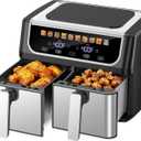 OLIXIS Dual Basket Air Fryer, 9.5 Quart Large Air Fryer with Double Basket, Independent TEMP Control, Sync Setting, Shake Reminder, 10 Presets for Bake, Broil, Defrost, Dehydrate, Black