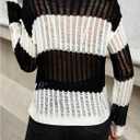 SweatyRocks Women's Striped Pullover Sweater Off Shoulder Long Sleeve Crochet Sweaters Fall Outfits (L)