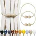 Strong Magnetic Curtain Tiebacks Beige 2 Pack Decorative Tie Backs Outdoor Curtain Rope Tiebacks Elegant Curtain Holdbacks for Drapes