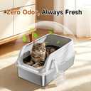 XL Stainless Steel Cat Litter Box with high Sides, Includes Scoop | Extra Large Litter box for Big Cats,Urine Leakage, Non-Stick, Durable,Easy to Clean