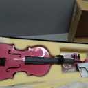Crafteem 1/4 Fiddle Pick Colored Premium Violin Outfit for Beginners Adults Kids With 5 Color Fingering Tape- Handcrafted Student Beginner Violin. (Pink, 1/4)