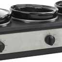 CULINARY CHEF, Triple Slow Cooker, Buffet Server 3 Pot, Food Warmer - Stainless, 2.5 Quarts