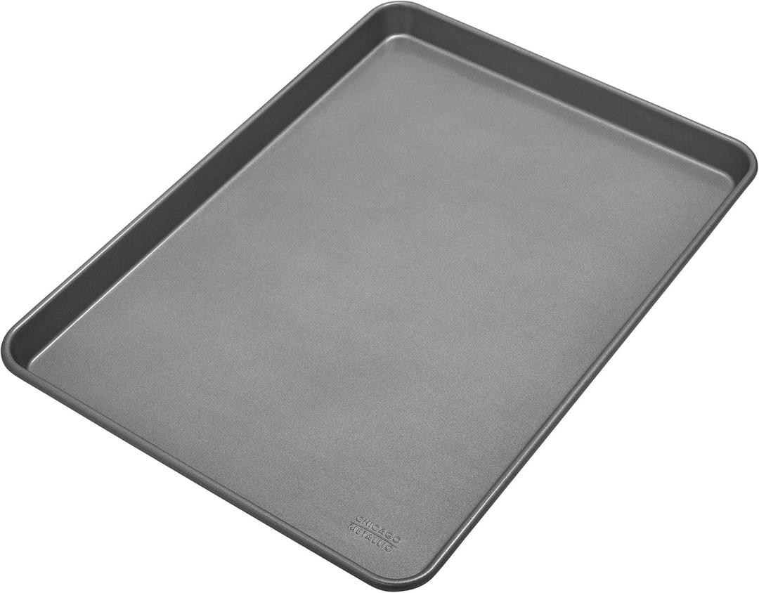 Chicago Metallic 59813 Commercial II Non-Stick Jelly Roll Pan. Perfect for making jelly rolls, cookies, pastries, pizza, one-pan meals, roasted vegetables, and more, 16-3/4 by 12-Inch