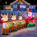 12 Feet Long Christmas Inflatables Santa Claus with Three Reindeer Built-in LED Lights, Blow Up Christmas Outdoor Decorations for Xmas Party Holiday Outdoor Garden Lawn Yard Decor