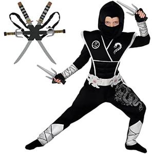 Morph Deluxe Silver Boys Ninja Costume, Ninja Kids Costumes, Ninjas Halloween Costumes For Boys, Boy Halloween Costume Size Small