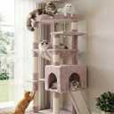 Heybly Heavy Duty Cat Tree, 64.2-Inch Tall Tower for Large Indoor Cats with Widened Structure, Cat Furniture with Big Platforms, Extra-Large Hammock, Sisal Scratching Posts & Board, Muchroom HCT027MU