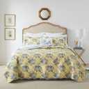 Laura Ashley - King Quilt Set, Reversible Cotton Bedding with Matching Shams, Lightweight Home Decor for All Seasons (Linley Yellow, King)