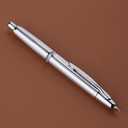Majohn A1 Retractable Fountain Pen Extra Fine Nib with Box, Silver Stripe Metal Ink Pen with Converter Writing Set (With Clip Version)