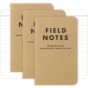 Field Notes: Original Kraft 3-Pack - Ruled Paper Memo Books - Lined 48 Page Pocket Notebooks - 3.5" x 5.5"