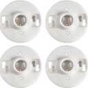 4 Pcs E26 Medium Base Ceiling Lamp Holder Keyless Light Sockets White Bulb Socket Incandescent Fluorescent CFL Lamp Holder 660w 250v (Porcelain)